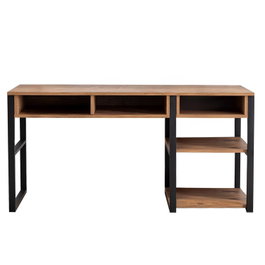 Hanah Home Mesa de Estudio Nogal y Negro 150x58.4x75.8cm
